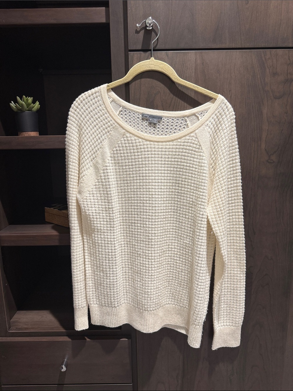 Vince Cream Waffle-Knit Scoop Neck Sweater - Picture 5 of 5